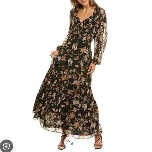 Walter Baker Sofia Floral Black Maxi Dress